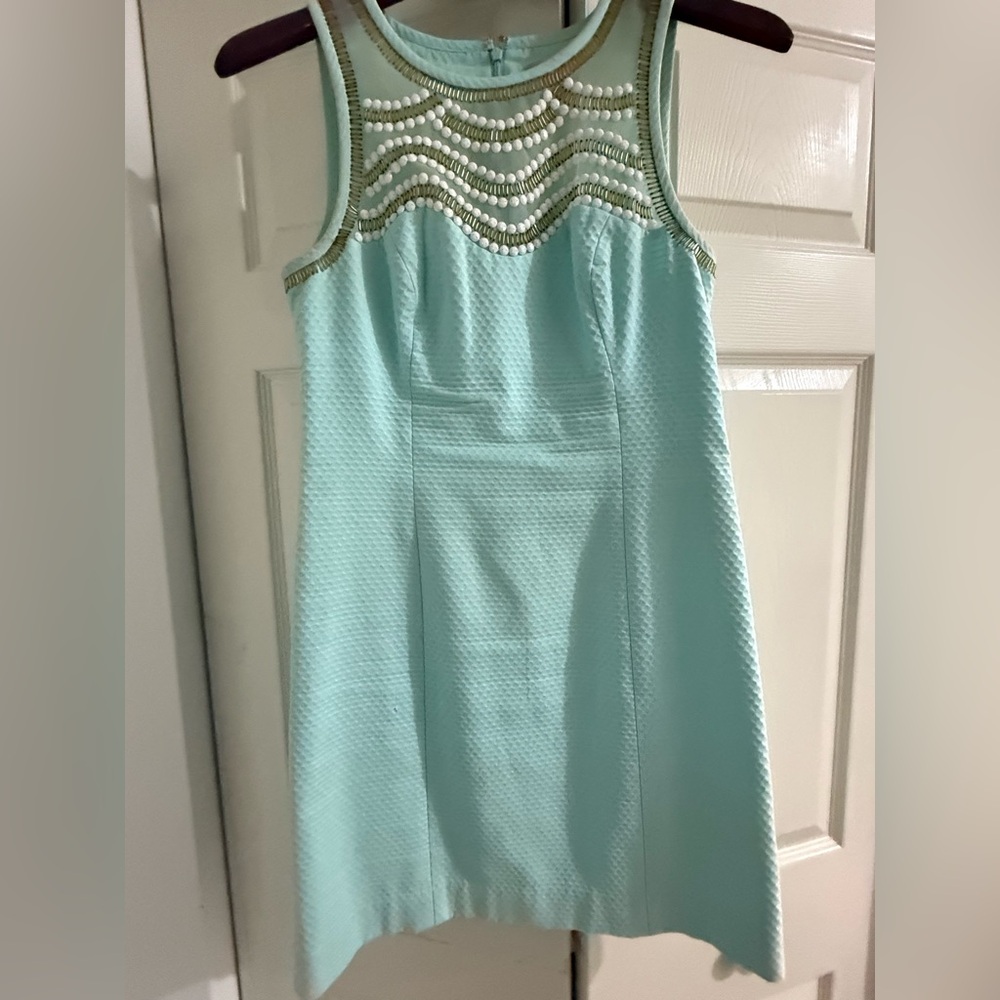 Lilly Pulitzer Blue Embellished Sheath Mini Dress